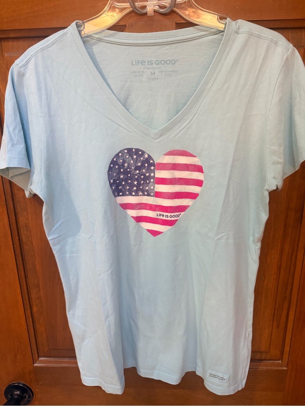 Life Is Good Light Blue Crewneck Tee with Signature Patch